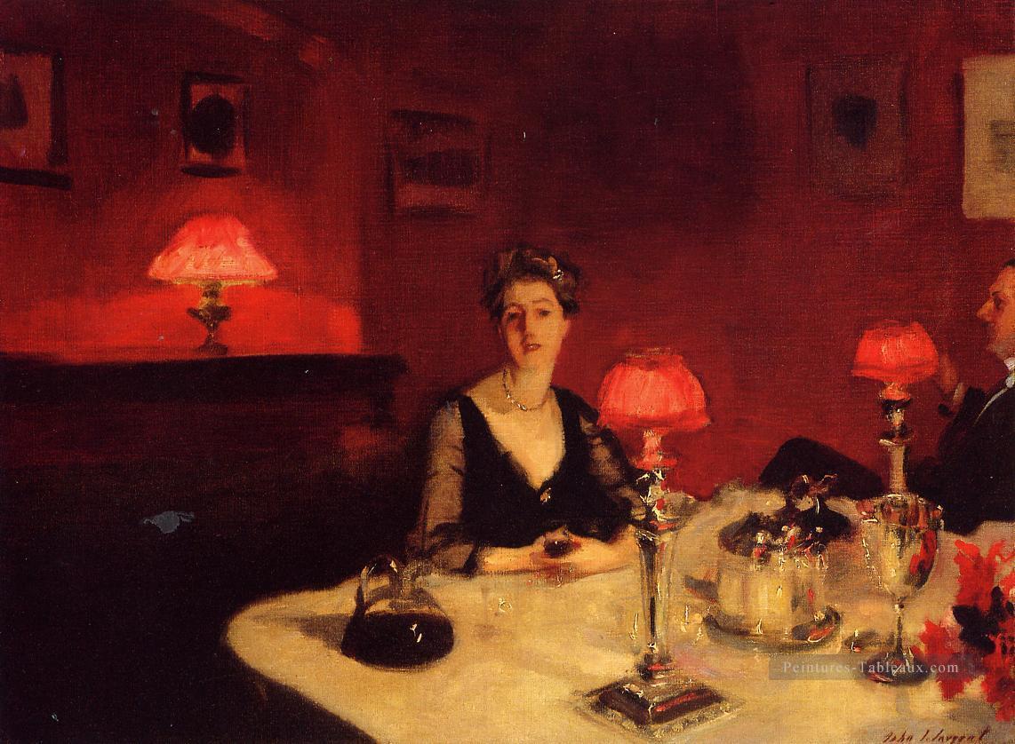 Un dîner table au portrait de nuit John Singer Sargent Peintures à l'huile